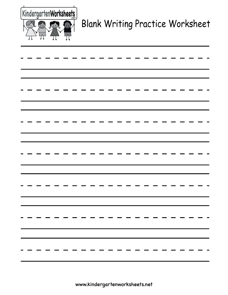 Kindergarten Blank Writing Practice Worksheet Printable | Writing | Free Printable Handwriting Worksheets For Preschool