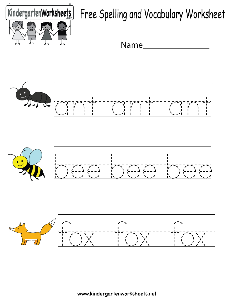 Kindergarten Free Spelling And Vocabulary Worksheet Printable | Kids | Spelling Worksheets For Kindergarten Printable