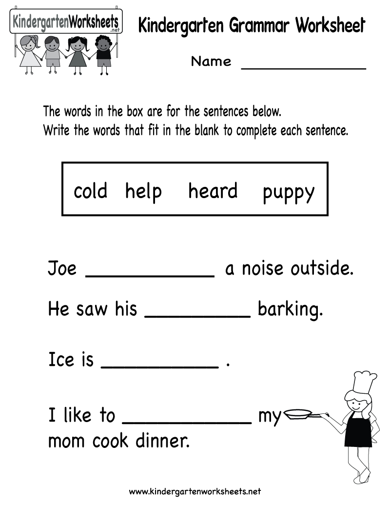 Kindergarten Grammar Worksheet Printable | Worksheets (Legacy | Kindergarten Ela Printable Worksheets