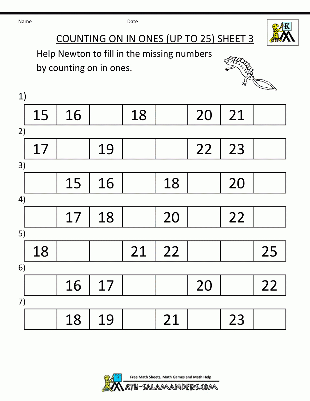 Kindergarten Math Printables 2 Sequencing To 25 | Free Printable Sequencing Worksheets For 1St Grade