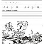 Kindergarten Worksheets: Color Words Worksheets   Purple | Free Printable Kindergarten Worksheets Color Words