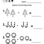 Kindergarten Worksheets Printable |  Subtraction Worksheet   Free | Free Printable Christmas Math Worksheets Kindergarten