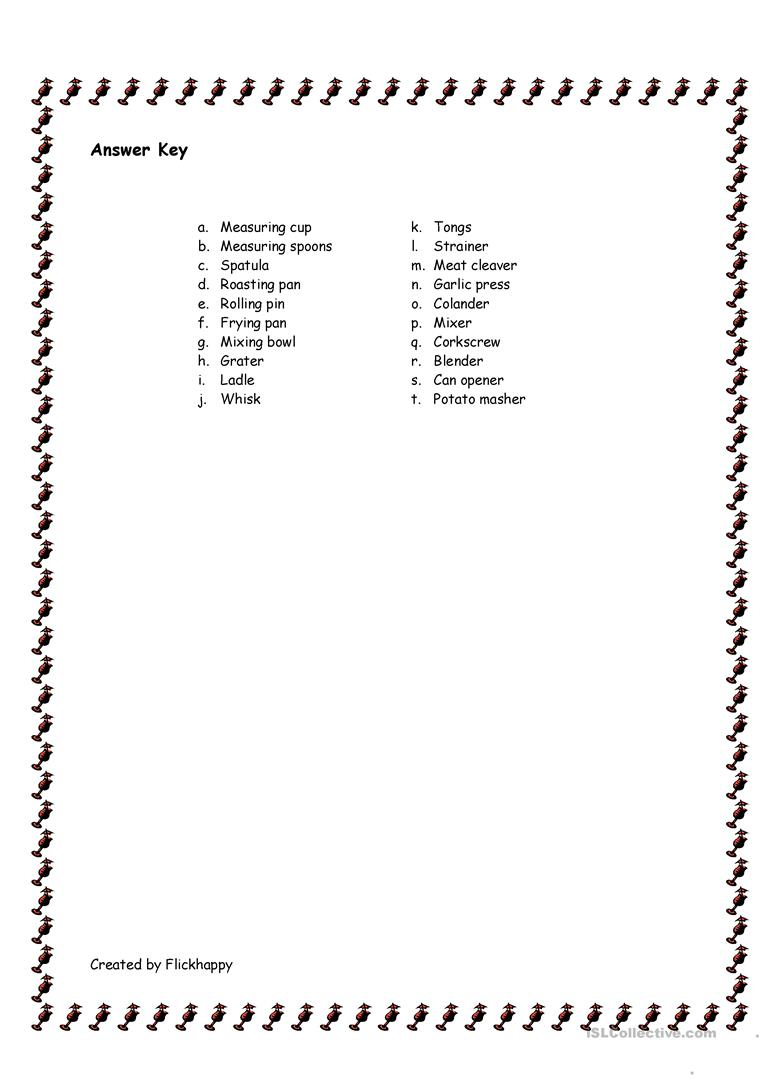 Kitchen Utensils Worksheet - Free Esl Printable Worksheets Made | Kitchen Utensils Printable Worksheets