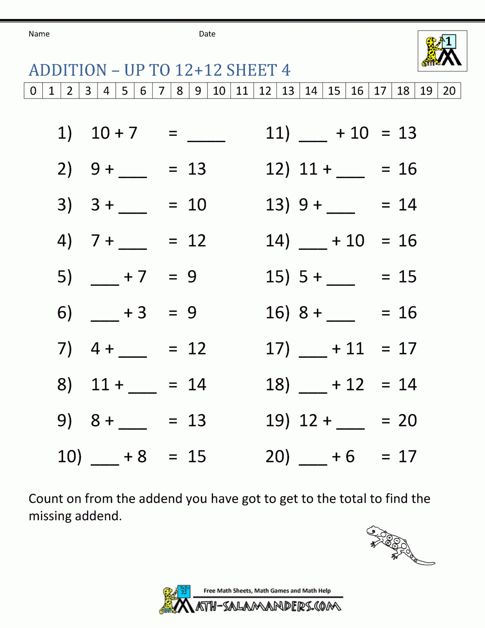 Learning Addition Facts Worksheets 1St Grade | Free Printable Addition Worksheets For 1St Grade