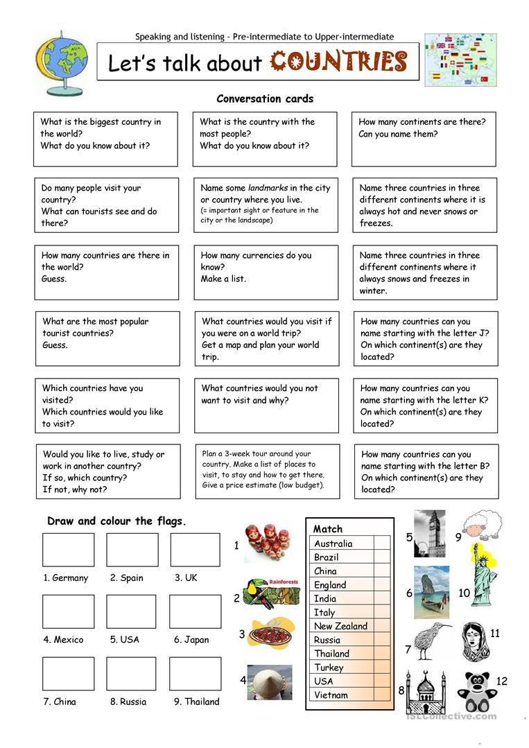 Let´s Talk About Countries Worksheet - Free Esl Printable Worksheets | Printable Worksheets Esl Students