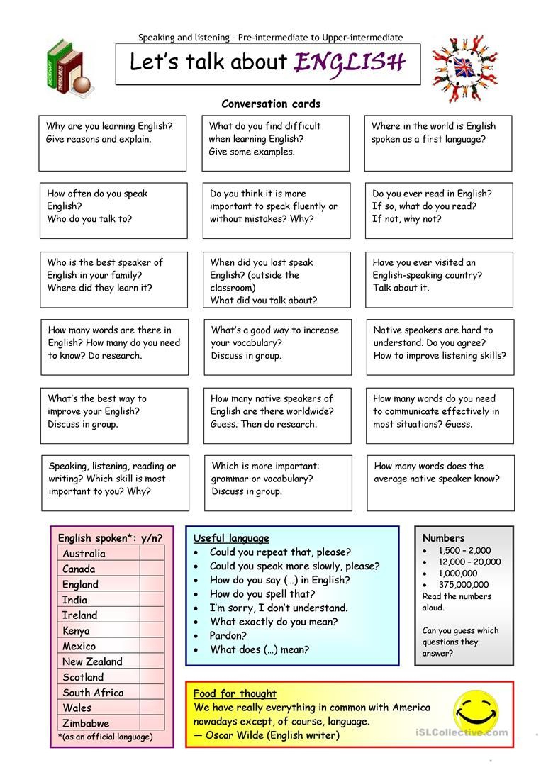 Let&amp;#039;s Talk About English Worksheet - Free Esl Printable Worksheets | Free Esl Printables Worksheets
