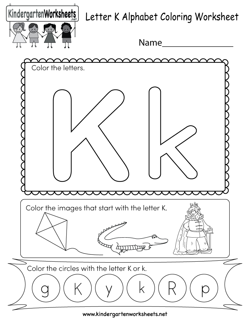 Letter K Coloring Worksheet - Free Kindergarten English Worksheet | Free Printable Letter K Worksheets