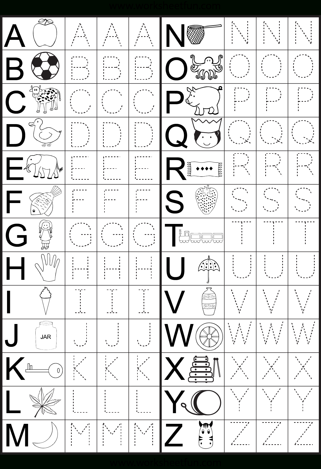 Letter Tracing Worksheet | Printable Worksheets - Free Printable | Free Printable Alphabet Worksheets For Grade 1