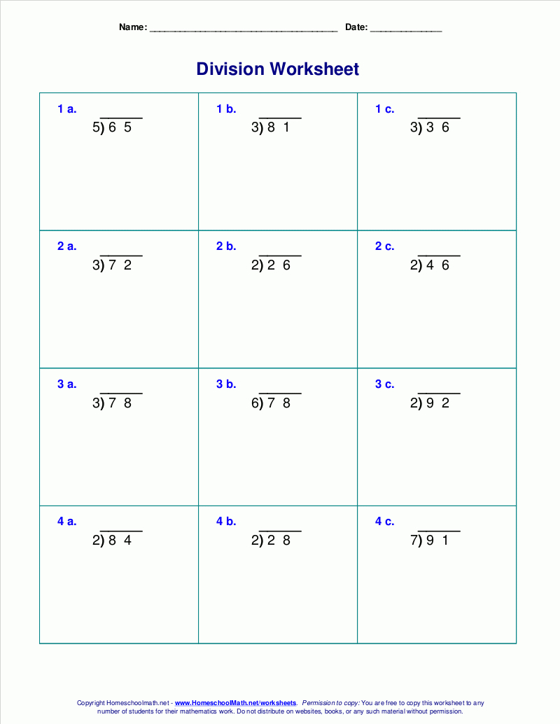 Long Division Worksheets For Grades 4-6 | Printable Long Division Worksheets