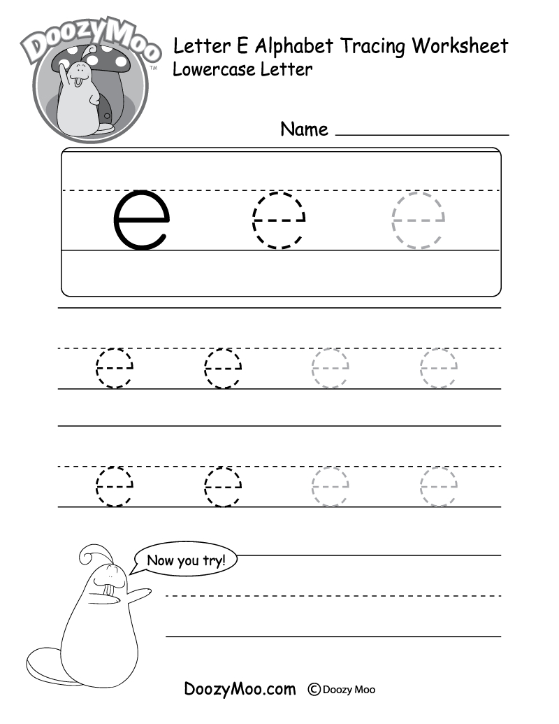Lowercase Letter &amp;quot;e&amp;quot; Tracing Worksheet - Doozy Moo | Letter E Printable Worksheets