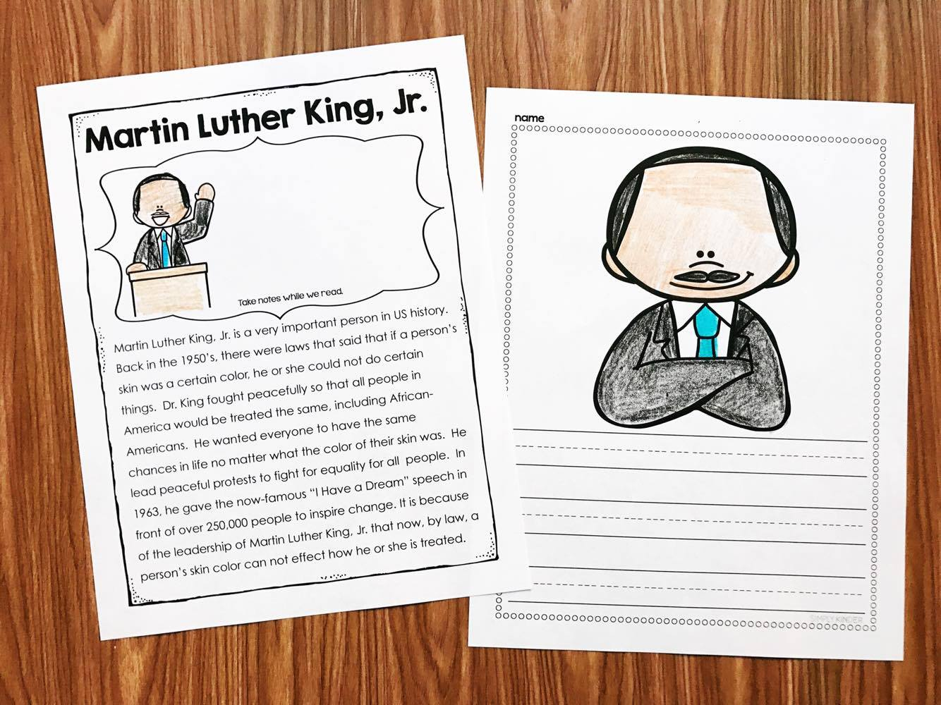 Martin Luther King Kindergarten Printables - Simply Kinder | Free Printable Martin Luther King Jr Worksheets For Kindergarten