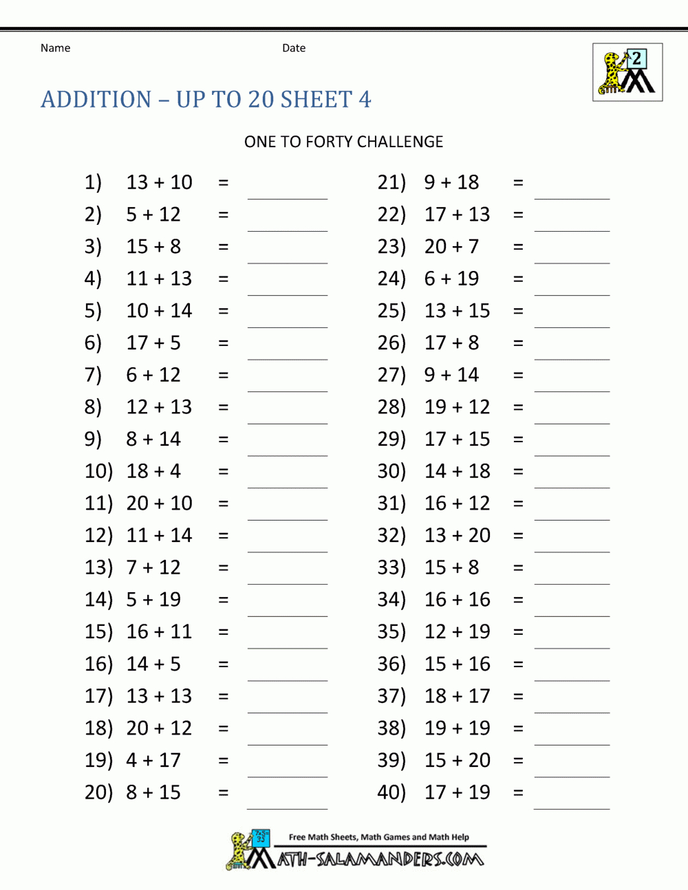 Math Addition Facts 2Nd Grade | Free Printable Addition Worksheets