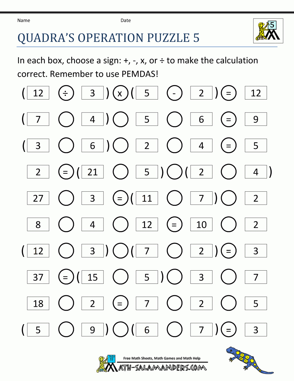Printable Math Puzzles 5Th Grade | Printable Math Riddles ...