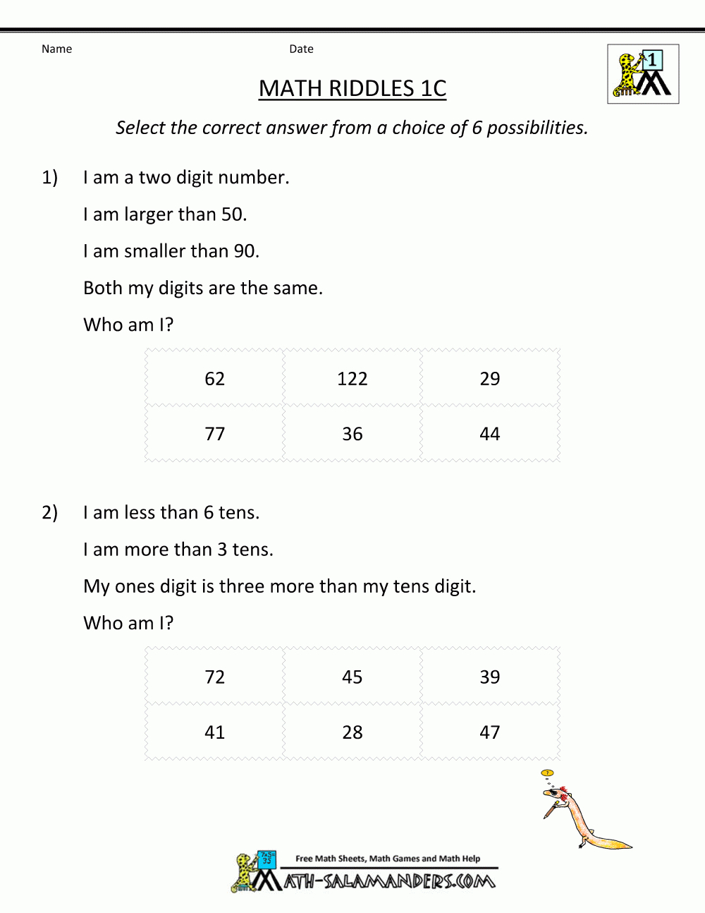 Math Riddles | Printable Math Riddles Worksheets