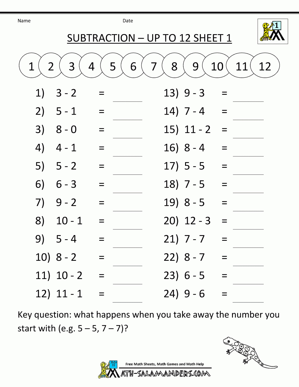 Math Subtraction Worksheets 1St Grade | Worksheets Printable For Grade 1