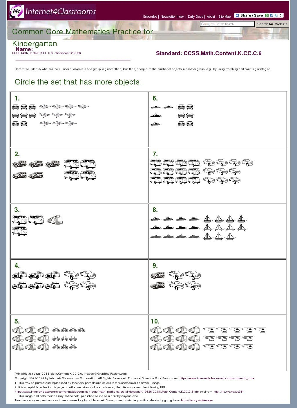 Free Printable Common Core Math Worksheets For Kindergarten Printable Worksheets