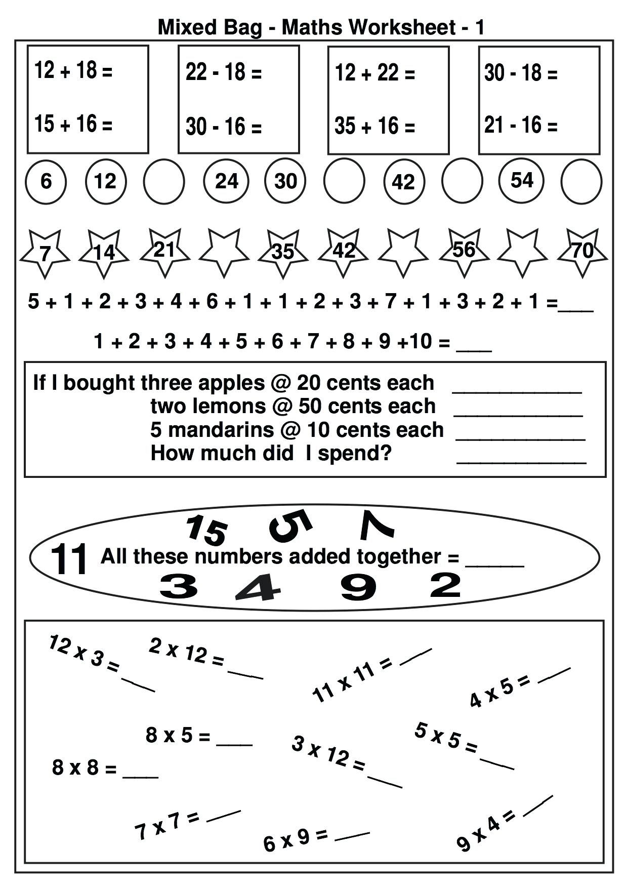 Math Worksheet: Math Games For Grade Printable Elementary Formulas | Printable Elementary Math Worksheets