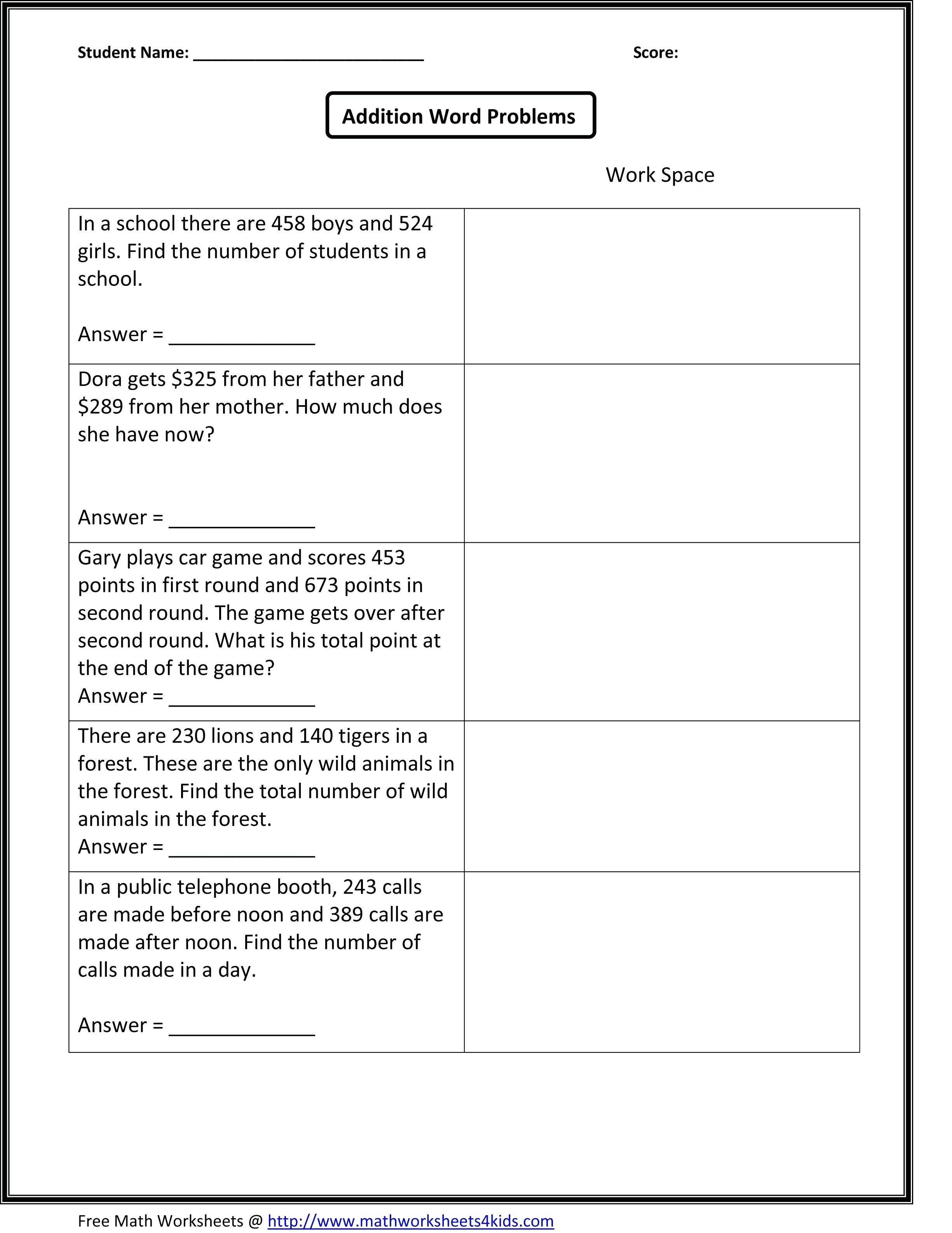Math Worksheet: Preschool Practice Sheets First Grade Telling Time | Free Printable Money Word Problems Worksheets