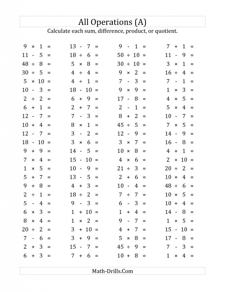 Math Worksheet: Two Times Table Worksheet Basic Facts Test Division | Basic Facts Worksheets Printable