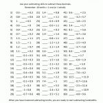 Math Worksheets Decimals Subtraction | Arithmetic Worksheets Printable
