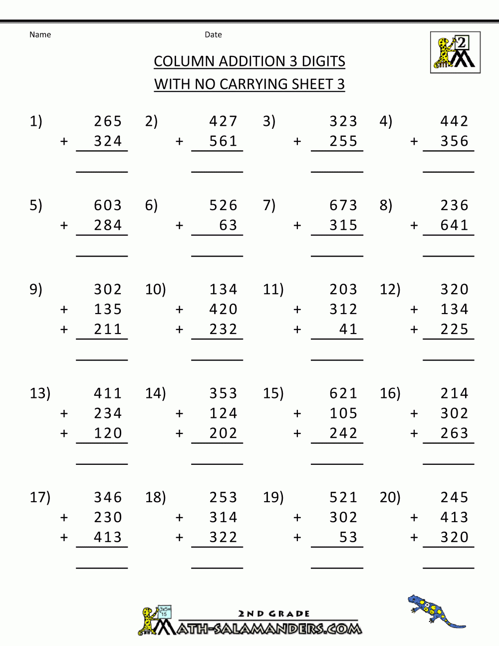 Math Worksheets For 3Rd Grade | Second Grade Math Worksheets Column | Free Printable Time Worksheets For Grade 3