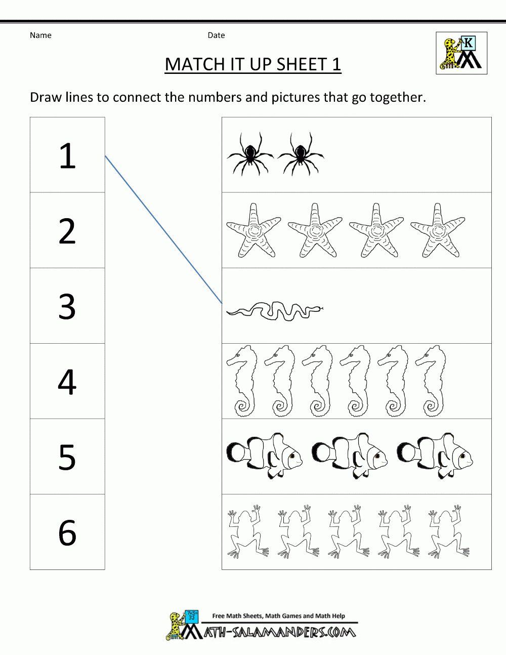 Math Worksheets Kindergarten Kg 1 Maths Pdf Free Printable Match It | Free Printable Kindergarten Worksheets Pdf