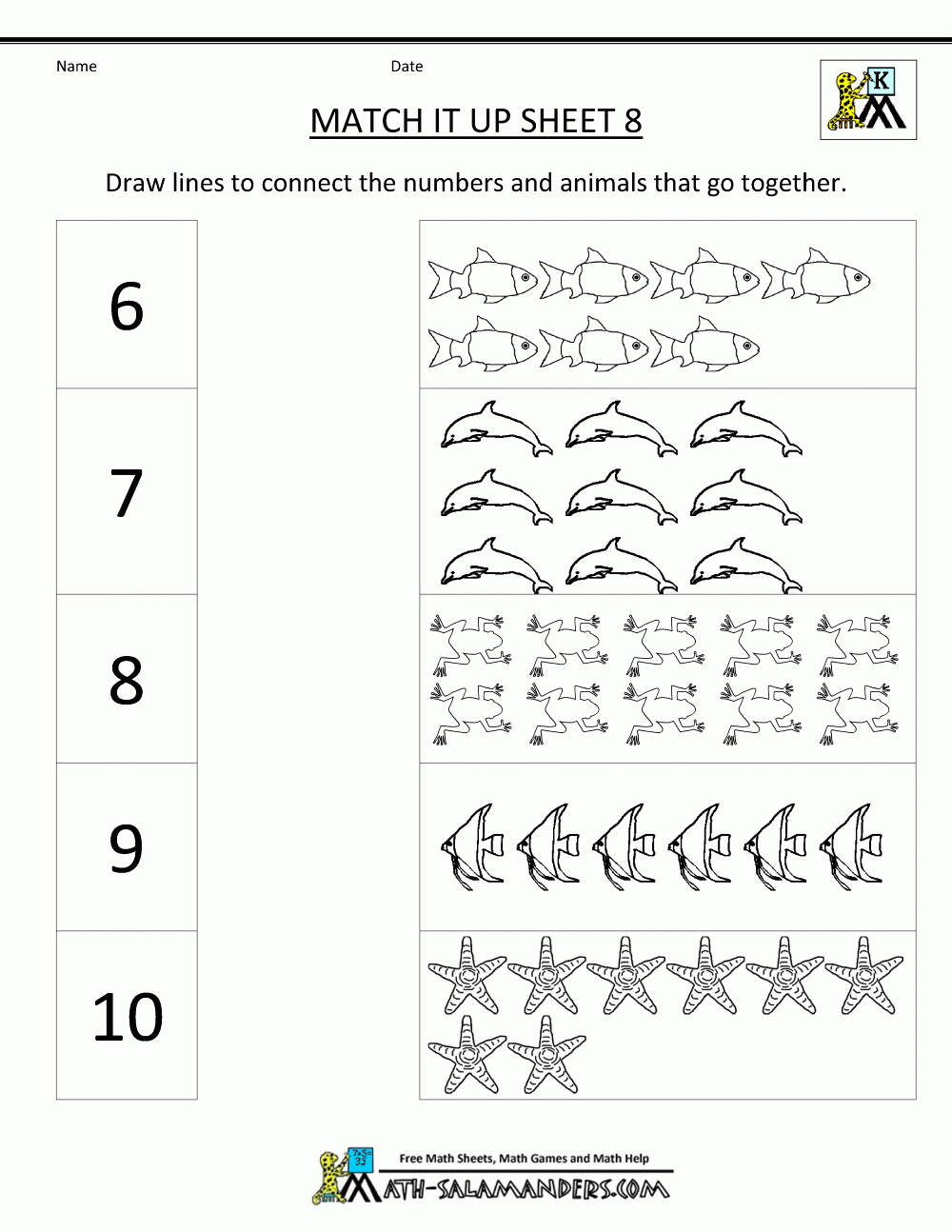 Math Worksheets Kindergarten | Printable Matching Worksheets For Preschoolers