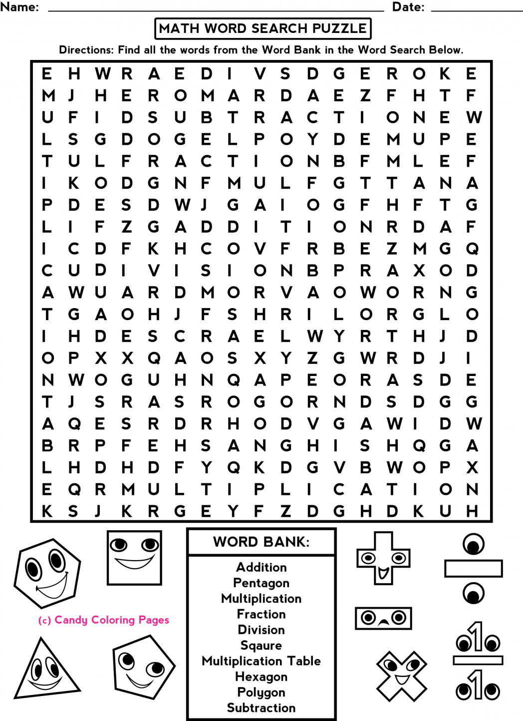 Middle School Free-Printable-Halloween-Math-Worksheets-For-Pre | Free Printable Math Word Search Worksheets