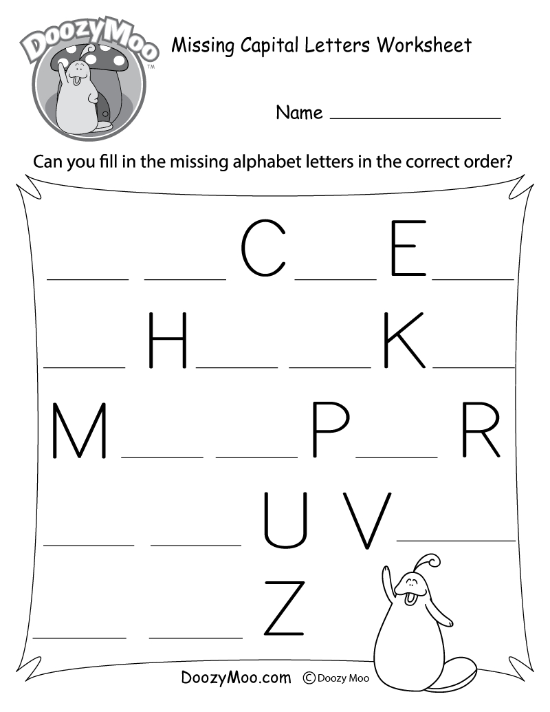 Missing Capital Letters Worksheet (Free Printable) - Doozy Moo | Capital Letters Printable Worksheets