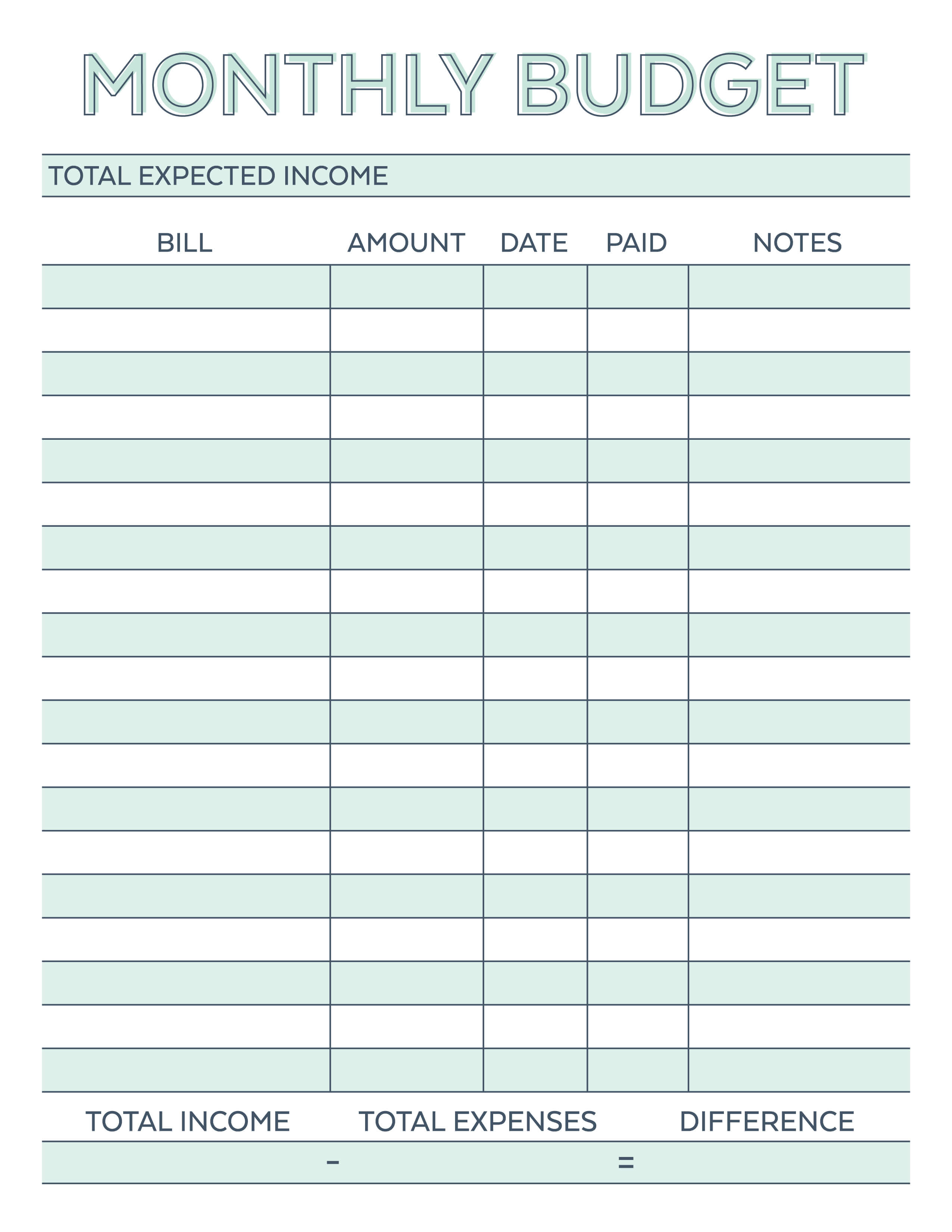 Monthly Budget Printables - Koran.sticken.co | Monthly Budget Worksheet Printable