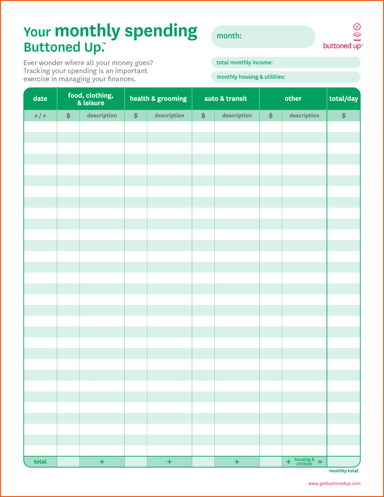 Monthly Budget Worksheet Printablememo Templates Word | Memo | Monthly Spending Worksheet Printable