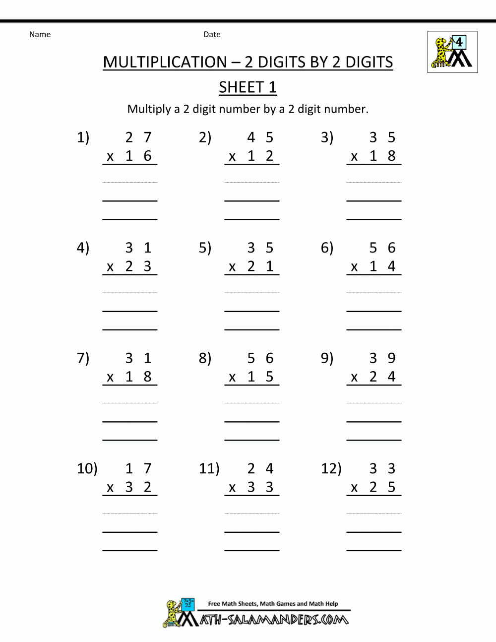 Multiplication Sheets 4Th Grade | 4Th Grade Printable Worksheets On Math