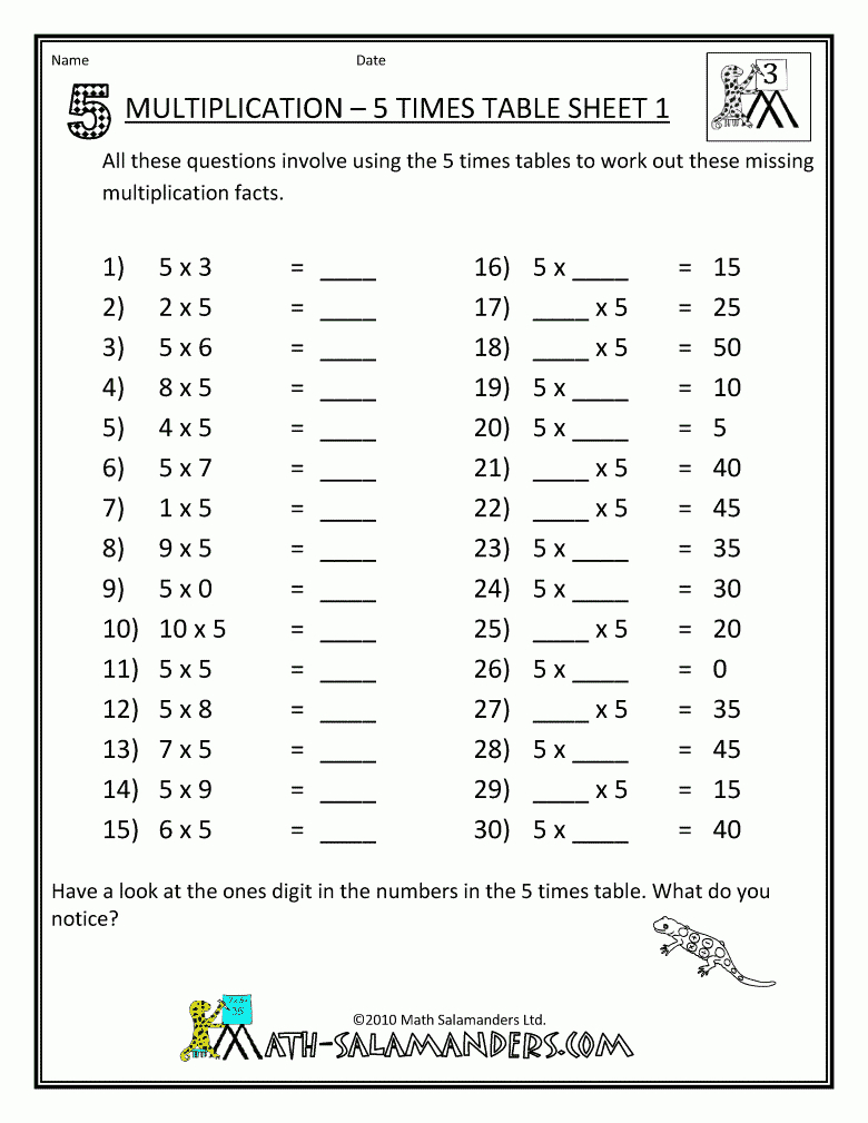 Multiplication-Table-Worksheets-5-Times-Table-1.gif (780×1009 | Multiplication Table Worksheets Printable