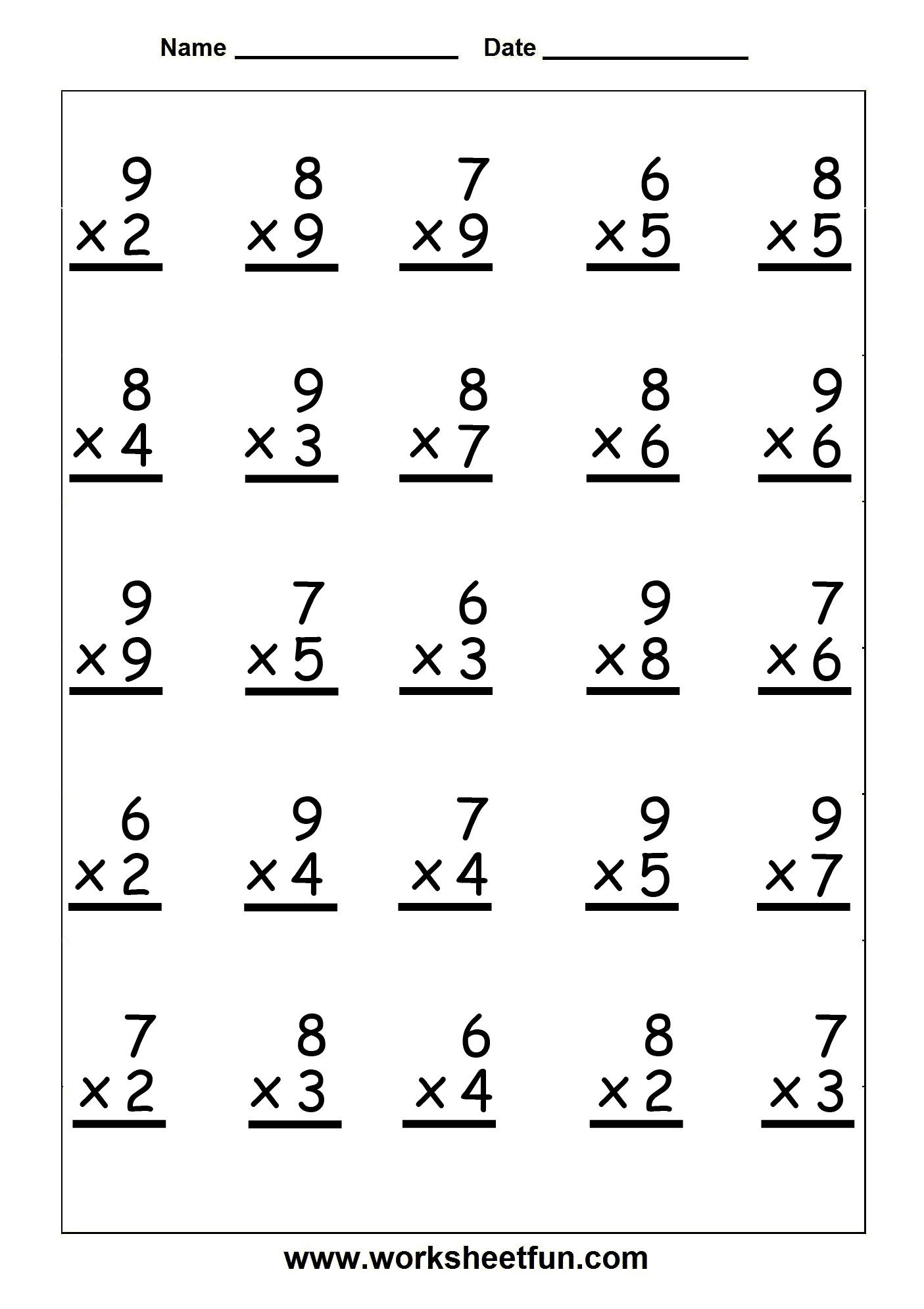 Multiplication – Vertical / Free Printable Worksheets – Worksheetfun | Arithmetic Worksheets Printable