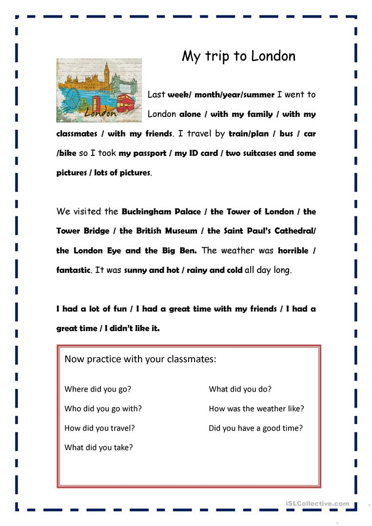 My Trip To London Worksheet - Free Esl Printable Worksheets Made | London Worksheets Printable