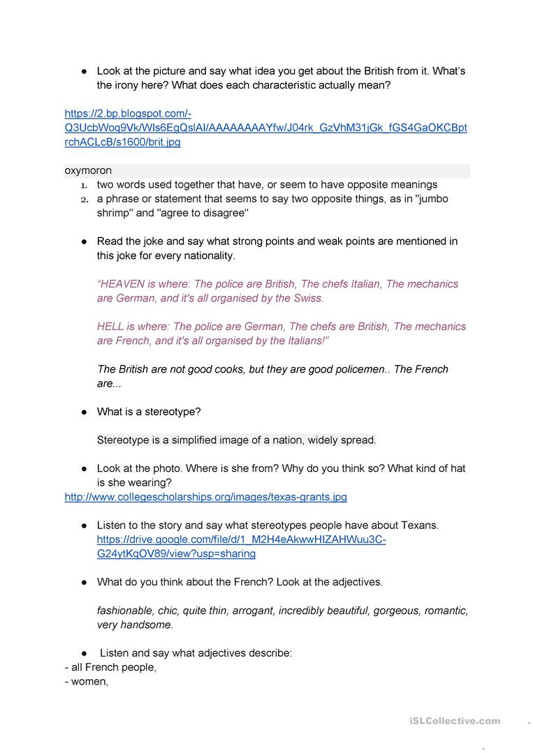 National Stereotypes Worksheet - Free Esl Printable Worksheets Made | Stereotypes Printable Worksheets