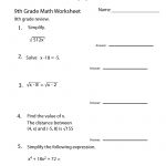 Ninth Grade Math Practice Worksheet Printable | Teaching | Math | Math Worksheets For Teachers Printable