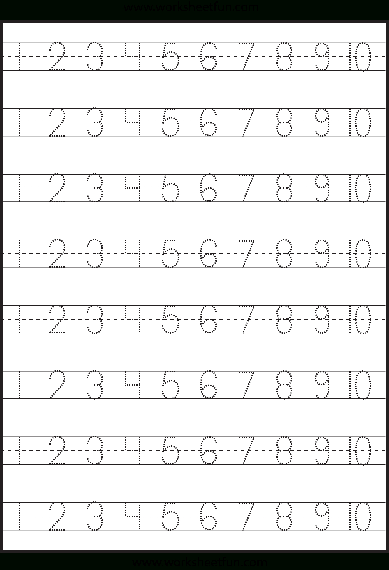 Number Tracing – 1-10 – Worksheet / Free Printable Worksheets | Free Printable Number Worksheets For Kindergarten