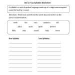 One Or Two Syllables Worksheet | 1 | Syllable, Worksheets, Phonics | Free Printable Open And Closed Syllable Worksheets