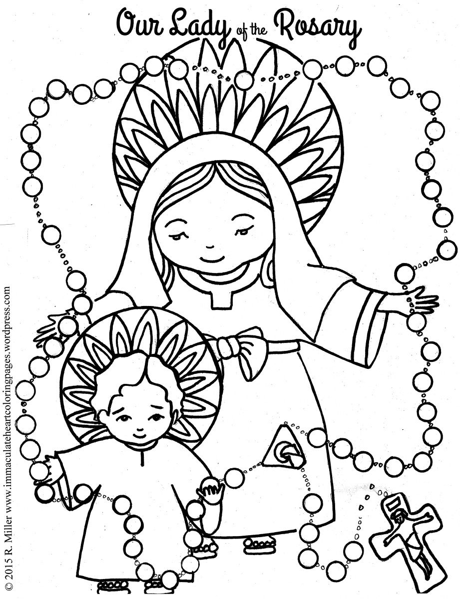 Our Lady Of The Rosary Coloring Page | Coloring Pages | Coloring | Free Printable Rosary Worksheets