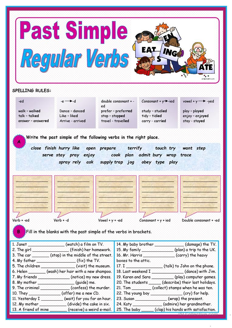 Past Simple Of Regular Verbs Worksheet - Free Esl Printable | Past Simple Printable Worksheets