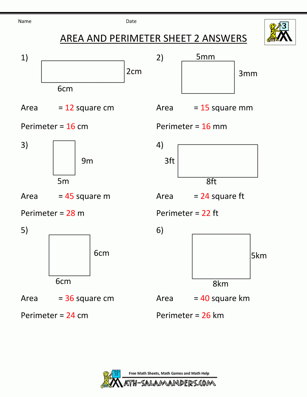 Perimeter Worksheets | Free Printable 4Th Grade Math Worksheets With Answer Key