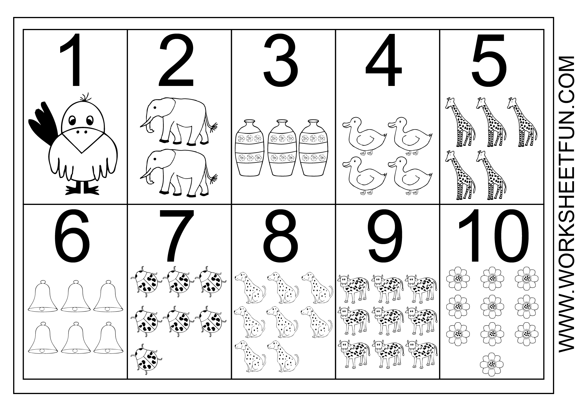 Picture Number Chart 1-10 | Printable Worksheets | Numbers Preschool | Printable Worksheets For Preschoolers On Numbers 1 10