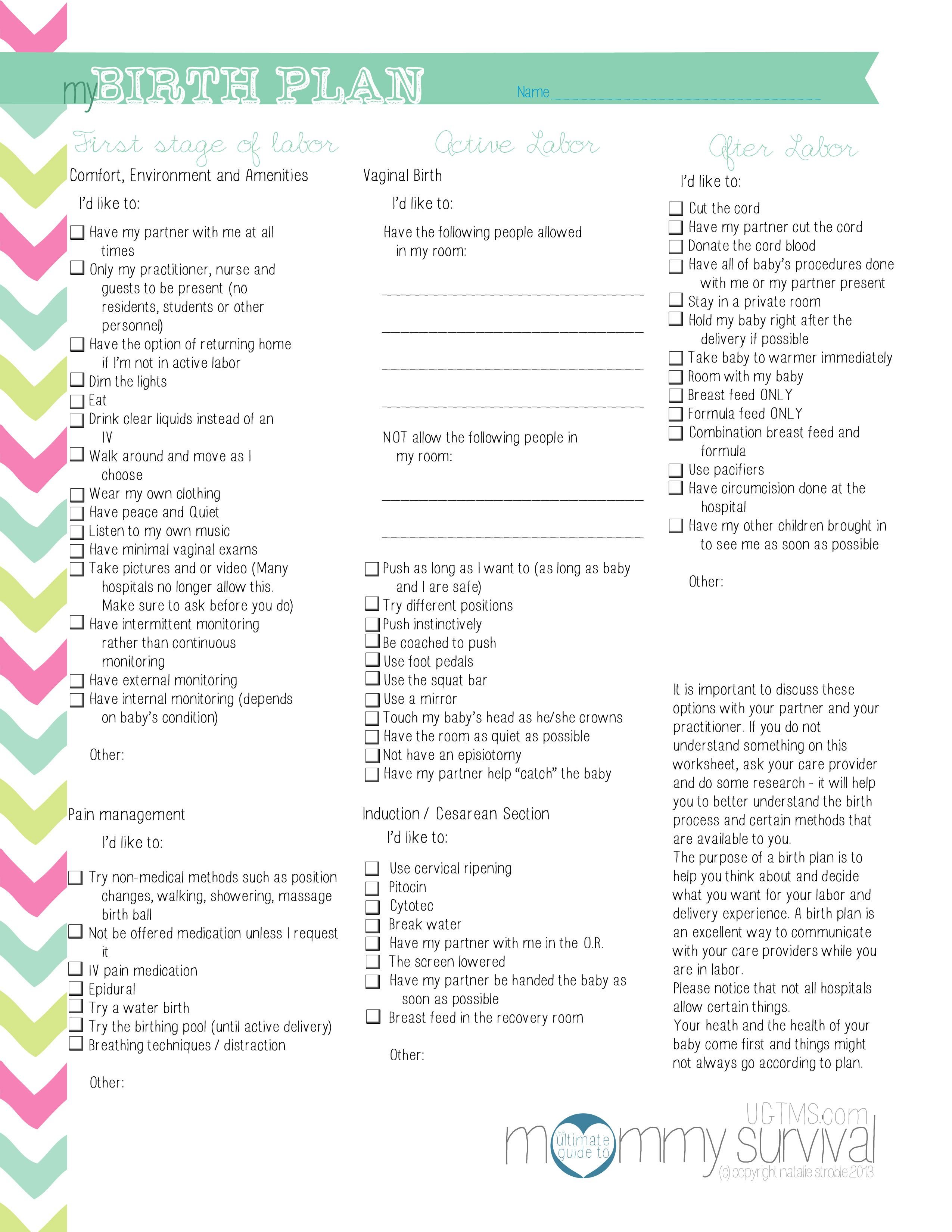 Pinebony Ford On Baby Q | Birth Plan Printable, Baby Checklist | Birth Plan Worksheet Printable