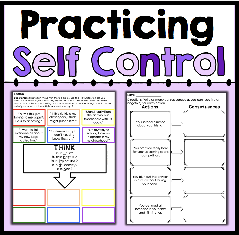 Practicing Self Control | Counselorchelsey On Tpt | Counseling | Free Printable Self Control Worksheets