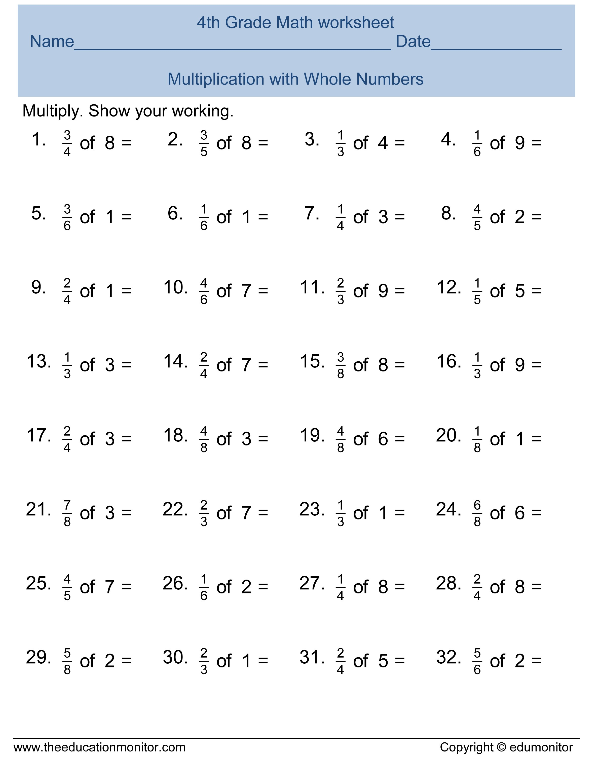 Printable 8Th Grade Math Worksheets Fourth Grade Math Worksheets | Free Printable Math Worksheets For 4Th Grade