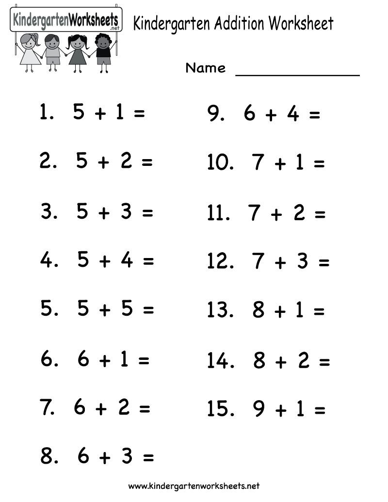 Printable Adding Worksheets | Kindergarten Addition Worksheet - Free | Free Printable Math Addition Worksheets For Kindergarten