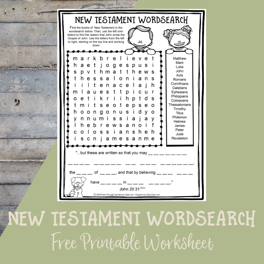 Printable Bible Activities Archives - Path Through The Narrow Gate | Books Of The Bible Printable Worksheets