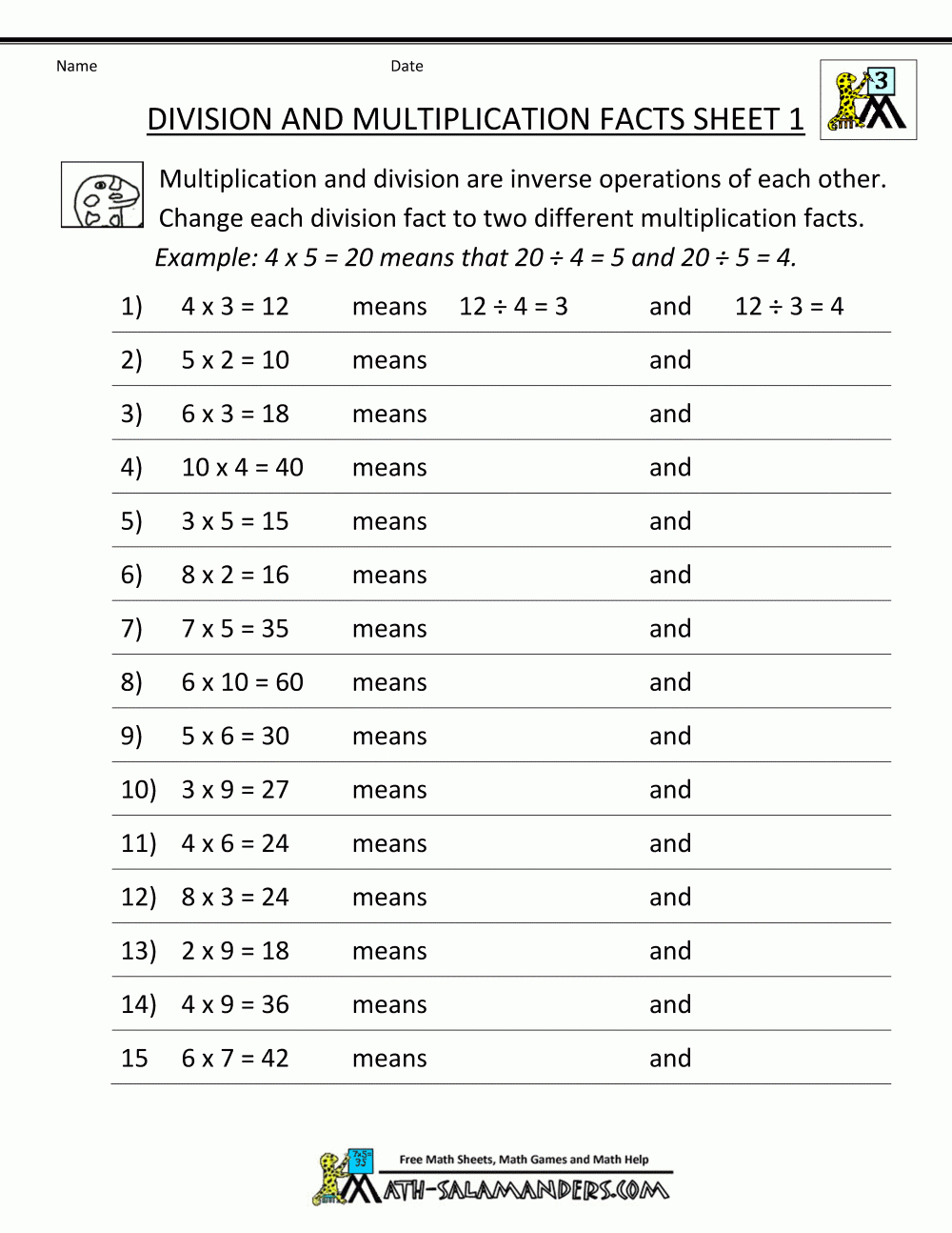 Printable Division Worksheets 3Rd Grade | Printable Multiplication And Division Worksheets