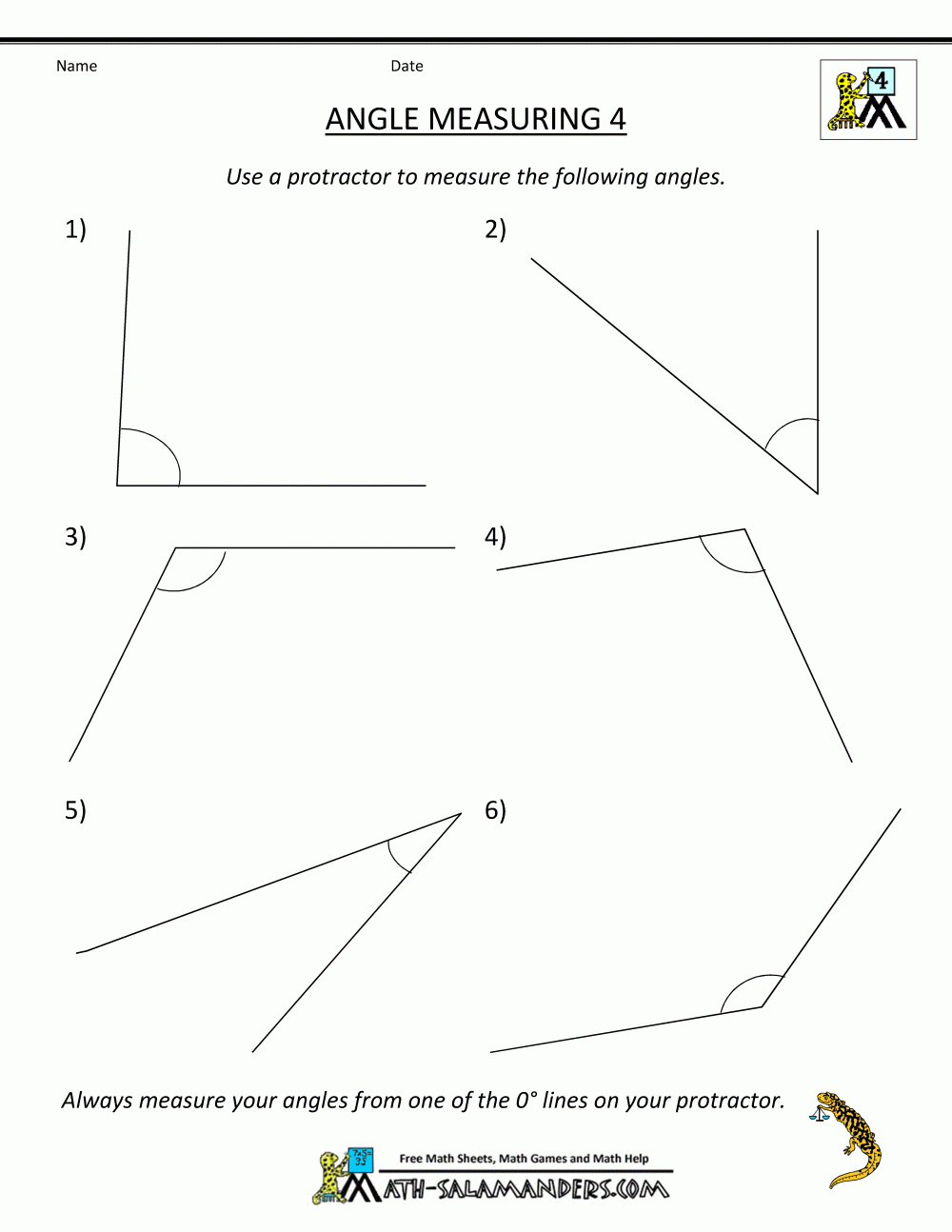 Printable Geometry Worksheets Angle Measuring 4 | Math | Geometry | Free Printable Geometry Worksheets
